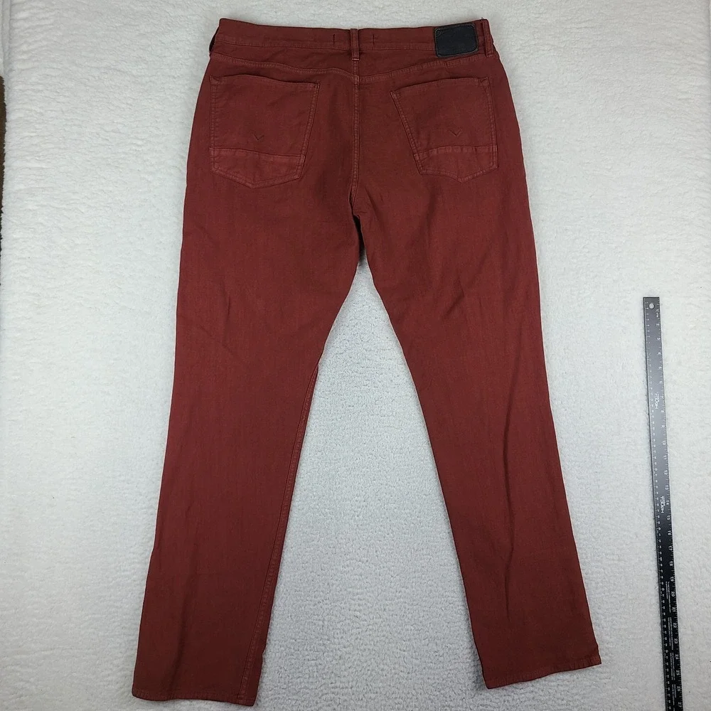 Hudson Los Angeles Jeans Mens 36x34 Brick Red Wash Blake Slim Straight